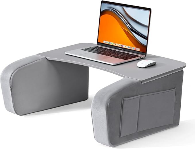 OPTIXCELL Lap Desk for Adults with Arm Rests, Ergonomic Laptop Pillow Stand | 23.7"x12.3" Large Desktop, Supports 44lbs, Memory Foam Armrests, for Bed Couch Floor Work Reading Gaming Eating by OPTIXCELL