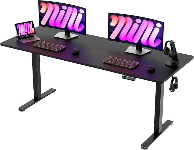 Monomi 79" Large Electric Standing Desk,Height Adjustable for Two-Person | Ergonomic Home office Computer Desk Workstation,Gaming Desk with Memory Height,Headphone Hooks,Anti-Collision,Black - Image 8