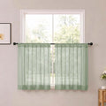 Sage Green Short Sheer Cafe Kitchen Curtains 36 Inch 2 Panels Set | Half Curtains for Living Room Bedroom Basement Bathroom Small window, Sheer curtain over sink, Rod Pocket, Each 42"W x 36"L by OWENIE