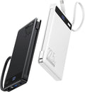 2Pack-10000mAh 22.5W Portable Charger Power Bank,Built-in Cables,WH‌&BLK‌ | 4 Outputs & 2 Inputs | 22.5W Fast charging | LED display | Slim Battery Pack for iPhone, Samsung Galaxy, Android by Unknown