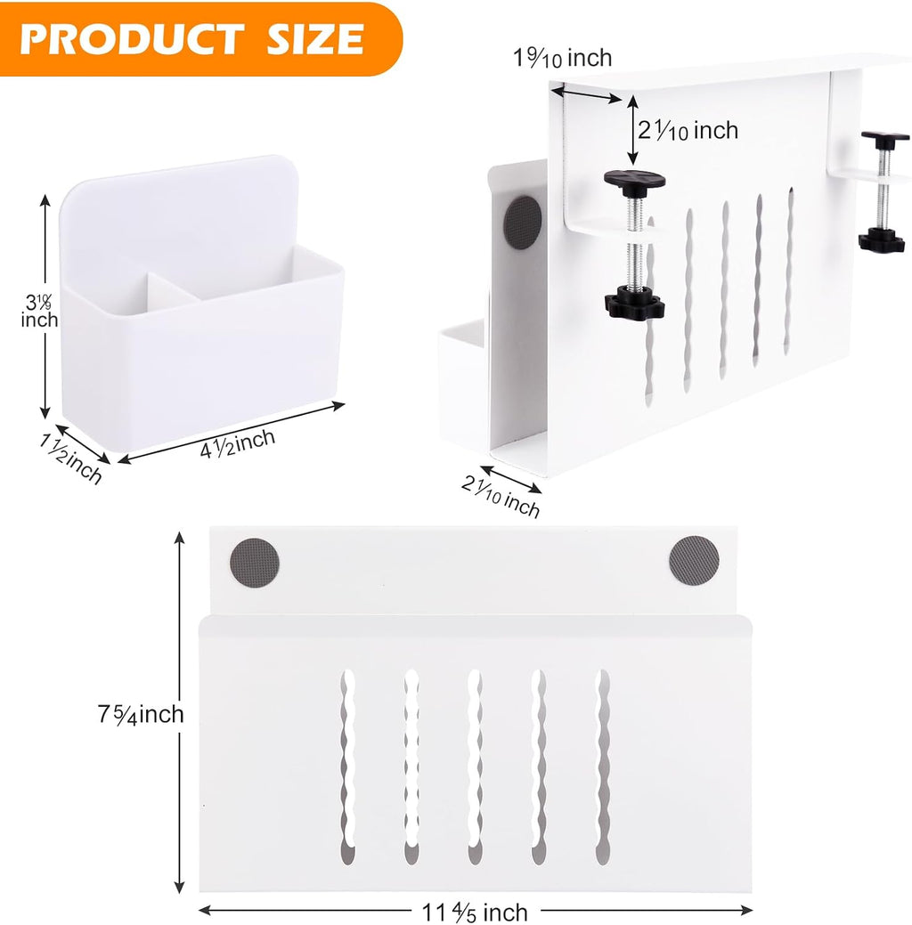 Desk Side Storage, Under Desk Laptop Mount, Table Side Hanging File Organizer, No Drill Clamp On Cable Management Tray, Laptop Holder with Magnetic Pen Holder for Office and Home - Image 2