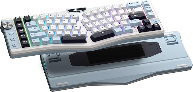 RK ROYAL KLUDGE A72 Alice Ergonomic Wireless Mechanical Keyboard,Split Ergo | Gasket RGB Gaming Keyboard w/Knob/Macro Keys/Touchable Nameplate, BT/2.4GHz/USB-C, 5-Layer Noise Dampening, Win/Mac Software by RKROYALKLUDGE