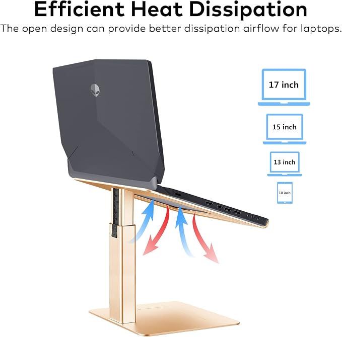 Laptop Stand for Desk, Ergonomic Aluminum Laptop Stand Adjustable Height from 7-15", Sitting and Standing Laptop Riser for 10-17" Notebook - Image 6