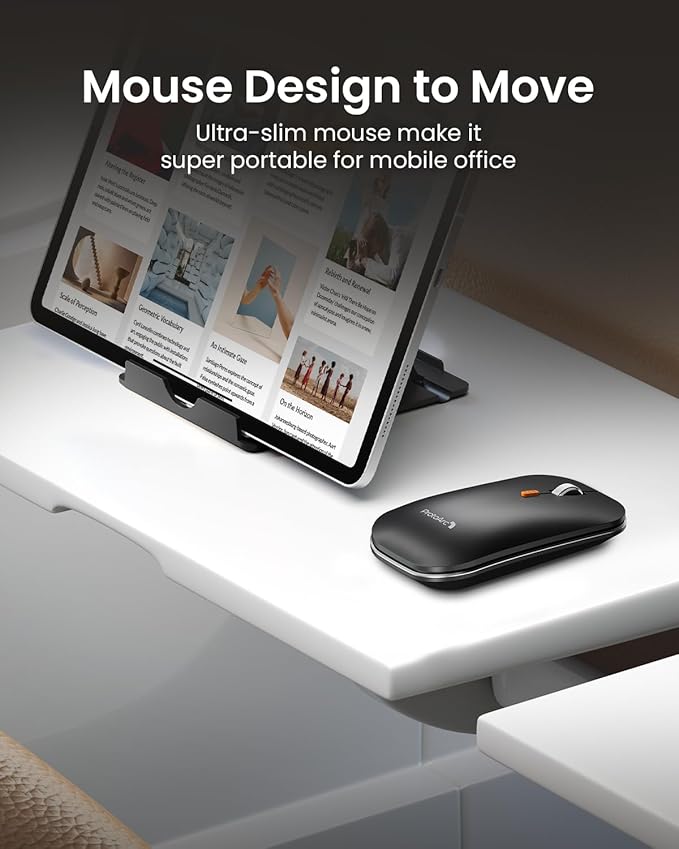 ProtoArc XKM01 Full-Size Foldable Keyboard Mouse Combo for Travel, Gray | 105-key keyboard, slim mouse, hard case and phone stand, 3-device Bluetooth & 2.4G switching, for travel office use - Image 5