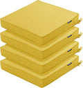 Outdoor Chair Cushions Set of 4, 19 x 19 x 3 Inch Seat Pads | Waterproof Patio Chair Cushions with Tie, Fade Resistant Cushions for Outdoor Furniture Garden Lawn, Yellow by COMCAVER