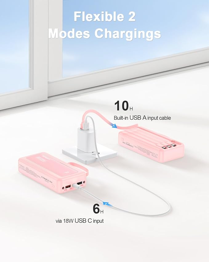 Portable Charger 27000mAh 30W Fast Charging Power Bank | Built-in Cables, LED Display, 6 Outputs & 2 Inputs, USB C Battery Pack, Compatible with iPhone, Samsung, Google - Image 6