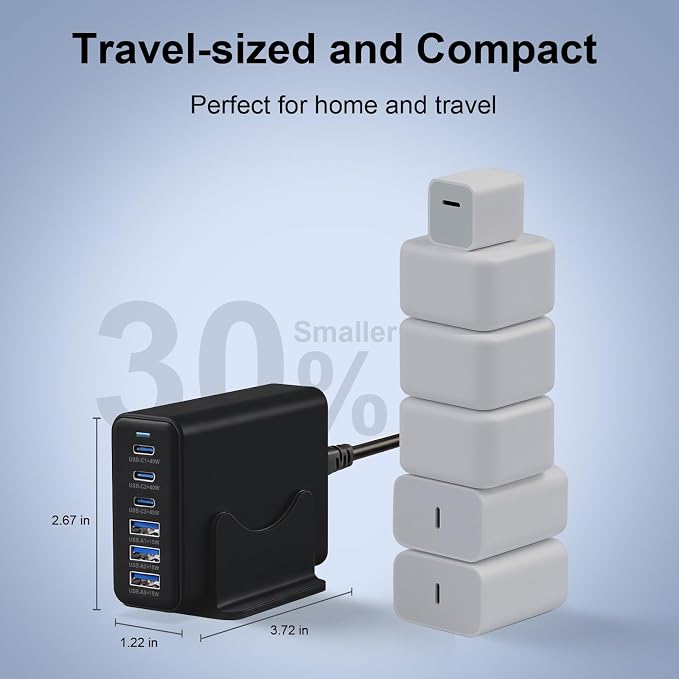 165W Charging Station, 6 Port Desktop Charger, 3 Ports 40W Black | Multi-Device Charger, 3 PD USB C 40W and 3 15W USB A, Compatible with iPhone, Galaxy, MacBook, Tablets, Home Office, Travel - Image 8