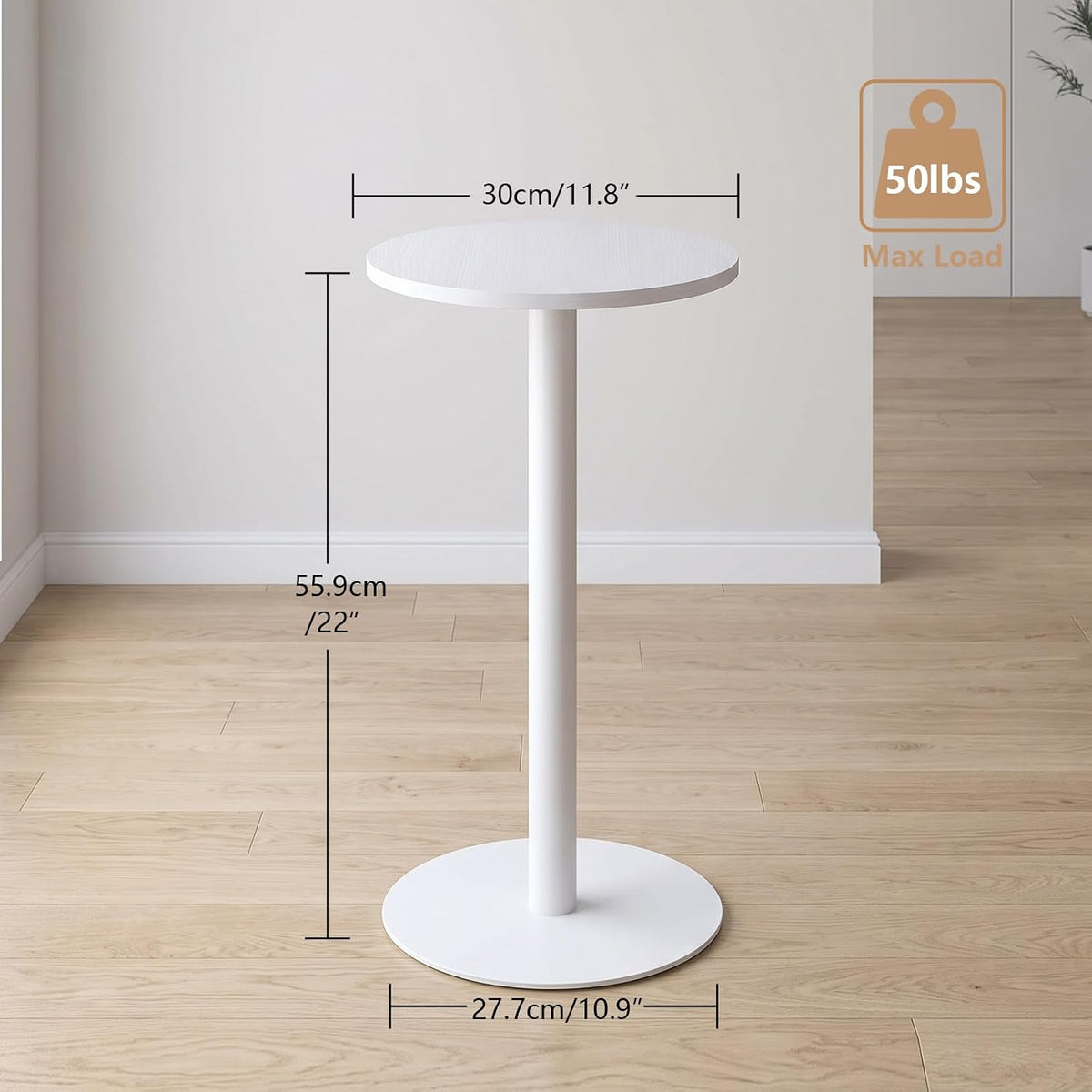 Adompacat Round Side Table, C Shapde End Table, Couch Side Table with Metal Leg, Small Snack Table for Living Room,Bedroom, Small Spaces - White - Image 3