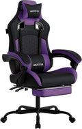 Gaming Chair with Massage,Ergonomic PC Gaming Chair with Footrest Comfortable Headrest and Lumbar Support,High Back Game Chair PVC Leather,300LBS (BlackPurple) by WOTSTA