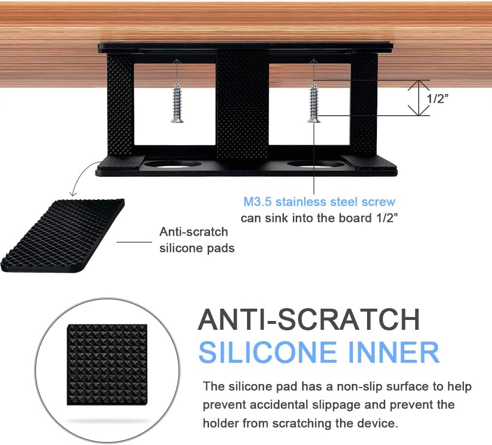 IFCASE Under Desk Mount for Laptop, Mini PC with Headphone Holder (Black) - Image 5