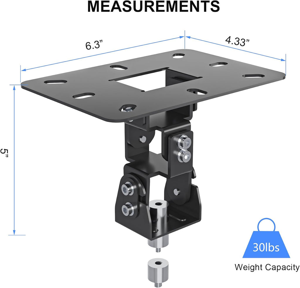 Mini Projector Ceiling Mount Stand Adjustable Wall Mount Hanger Bracket for Mini Projector with 2 Free Adapters, Black PR14MINIB - Image 5