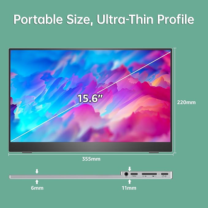 cocopar Portable Monitor 15.6 Inch 1080P FHD 60Hz 85% sRGB Travel Monitor with Speaker HDMI USB-C Second Screen for Laptop MacBook Surface PC Xbox PS4/5, VESA Mountable, with Full Cover Stand - Image 8