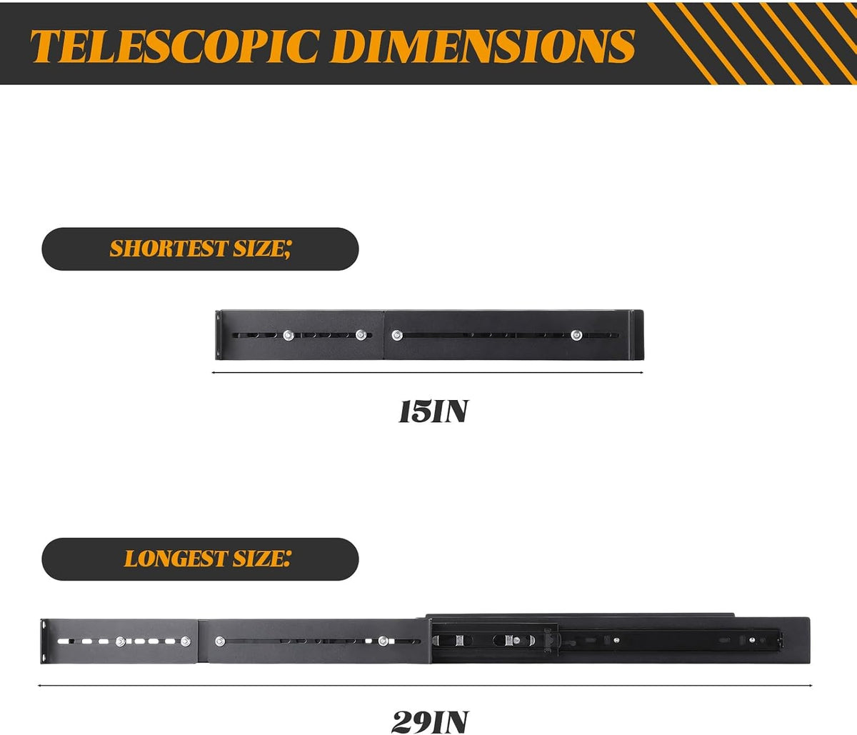2 Pcs 1u Sliding Rack Shelf, Adjustable Mounting 15-29 Inch Depth - Image 5