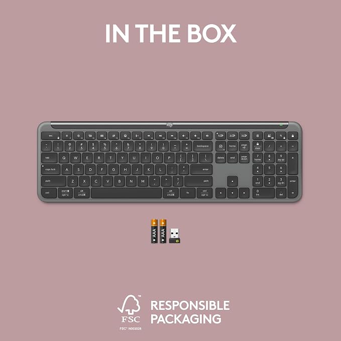 Logitech Signature Slim K950 Wireless Keyboard Sleek Design - Graphite | Sleek design, switch typing between devices, quiet typing, Multi-OS, Windows, Mac, Chrome - Image 12