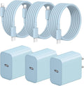 iPhone Fast Charger 3+3Pack 20W USB C Wall Charger with 6FT Fast Charging Cable Compatible with iPhone 14/13/12/11/Pro/Pro Max-Blue by STAMISH