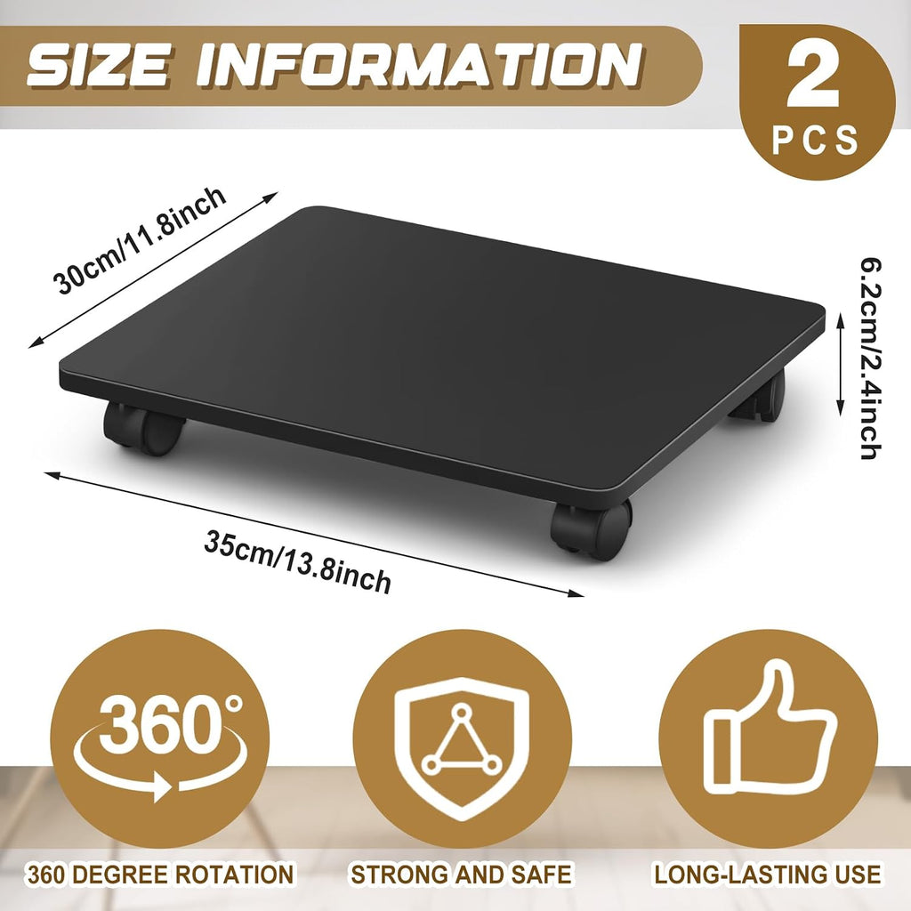 Beeveer 1 Pcs Black Under Desk Printer Stand 13.8 x 11.8 x 2.4 Inches - Image 2