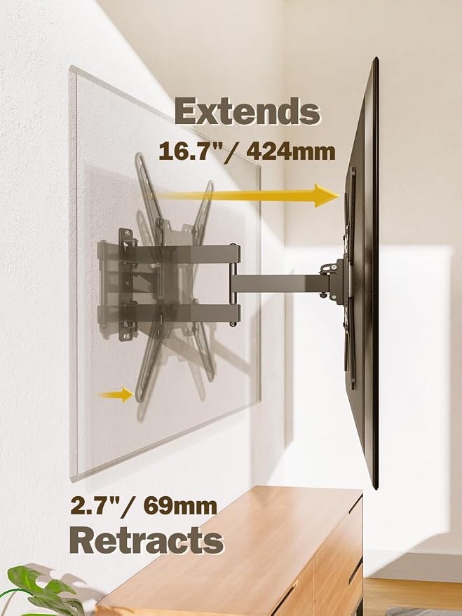 Mounting Dream TV Wall Mount Bracket for Most of 26-55 Inch LED, LCD, OLED and Plasma Flat Screen TV with Full Motion Swivel Articulating Arm up to VESA 400x400mm and 77 lbs, MD2393-MX - Image 5