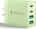 USB C Charger Block, 40W 4-Port Fast Charger 20W Type C Charging Block 3.1A USB Wall Charger Dual Port PD+QC Charging Cube for iPhone 17 16 15 14 13 12 Pro Max XS, iPad, Samsung Phone (Green) by Aioneus