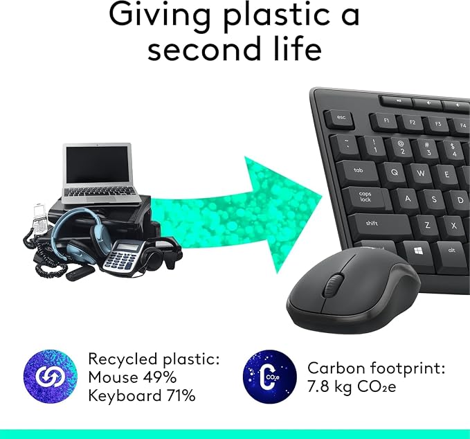 Logitech MK295 Full Size Silent Wireless Keyboard Mouse Combo - Graphite | Full size keyboard with SilentTouch technology, compact ambidextrous mouse with silent click switches, Windows compatible - Image 10