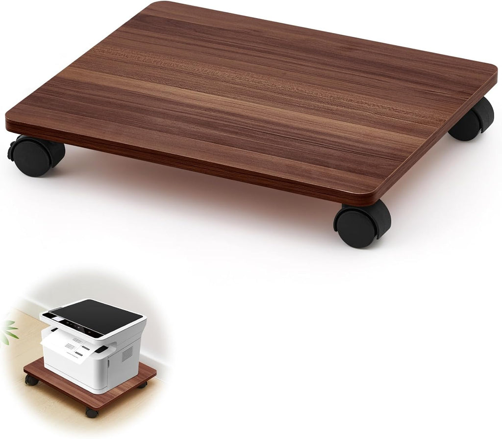 Beeveer 1 Pcs Walnut Under Desk Printer Stand 13.8 x 11.8 Inches by Beeveer