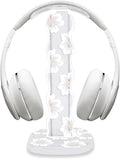 CamyCosy Headphone Stand Gaming Headset Holder for Desk,Unique White Camellia Pattern Clear Earphone Stand Cellphone Stand Desk Accessories for All Headphones Size by CameCosy