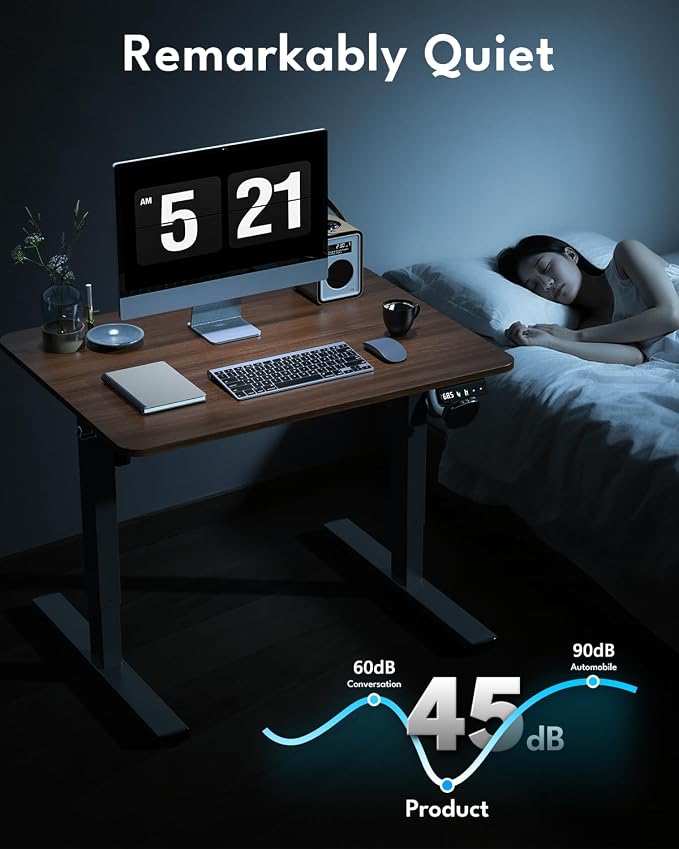 Small Electric Standing Desk, Gaming Desk, 31.5x24 Inch, Walnut | Height Adjustable Computer Desk with Smart Controller, Sit and Stand Up Table for Home, Office, Work, Study, Writing - Image 6