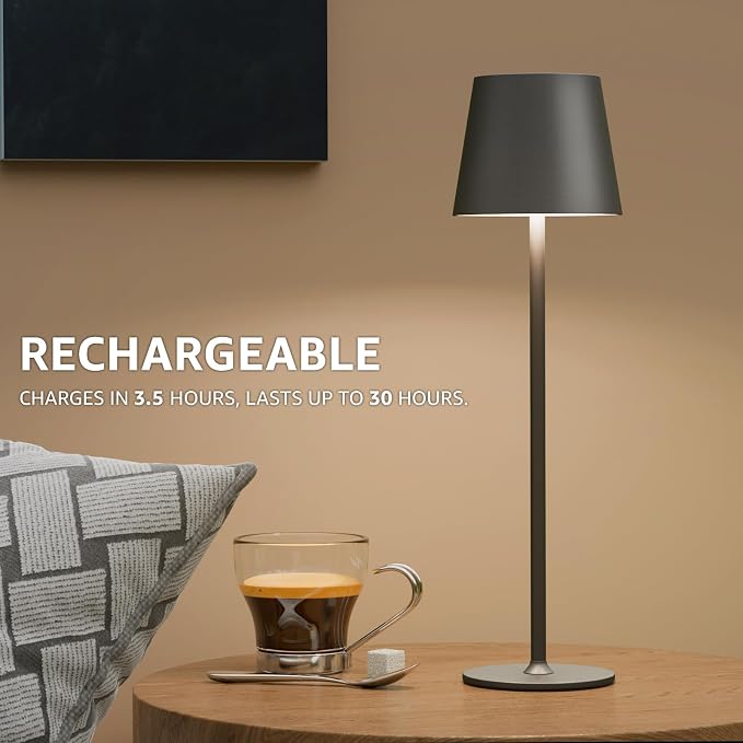 uuffoo 3 Pack Cordless Table Lamp Rechargeable 5000mAH Battery Operated Lights Touch Control LED Portable Desk Lamps 3 Color Dimming for Outdoor Coffee Bedroom Kitchen (Black) - Image 3