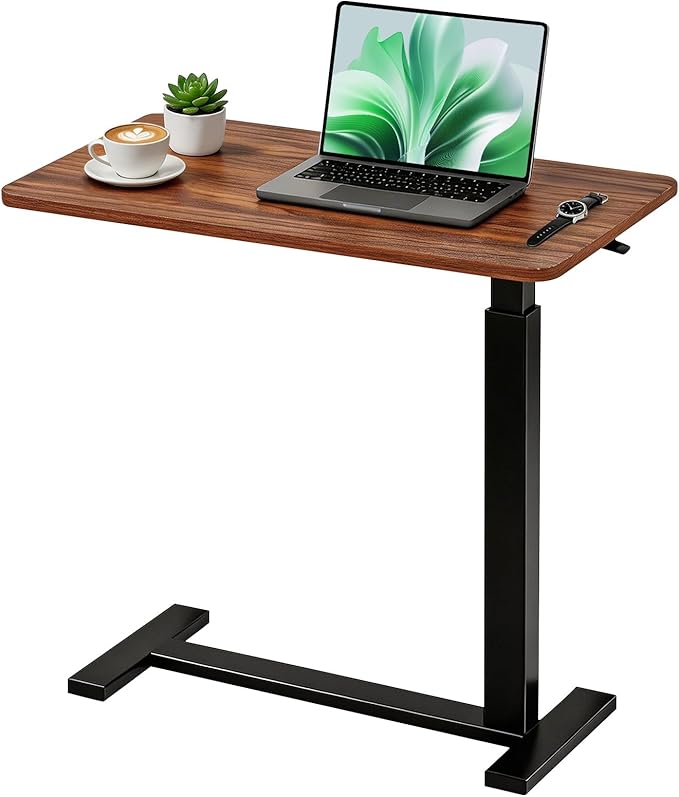 Mobile Standing Desk, Height Adjustable Laptop Desk with Hidden Casters | Stable Steel Frame, Smooth Lift Mechanism, Lockable Casters, Easy Assembly, Ideal for Home, Office & Dorm, Brown by SageNest