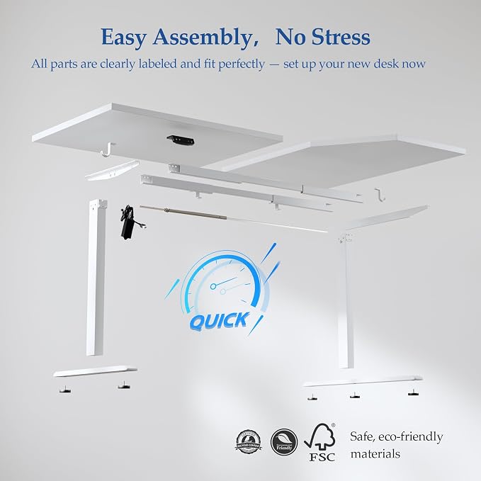 Klicelor L Shaped Standing Desk 63 x 35.4 Inch, Electric Height Adjustable Corner Desk for Home Office Workstation, Ergonomic Sit Stand Computer Table with Memory Controller, White - Image 8