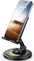Lamicall 360° Rotation Cell Phone Stand for Desk, Sturdy Phone Holder | Foldable Adjustable Desktop Phone Stand, Office Gaming Desk Accessories for iPhone 17 16 15 14 13 12 Pro Max, Galaxy S26 S25 by Lamicall