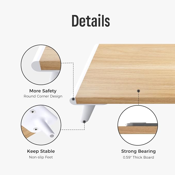loukin Dual Monitor Stand Riser for Desk, 43.6" × 8.2" Computer Stand, Wood | Supports 22 lb, No Installation Required, Water-Resistant Surface, Fits Laptops and Printers, Ergonomic Design - Image 5