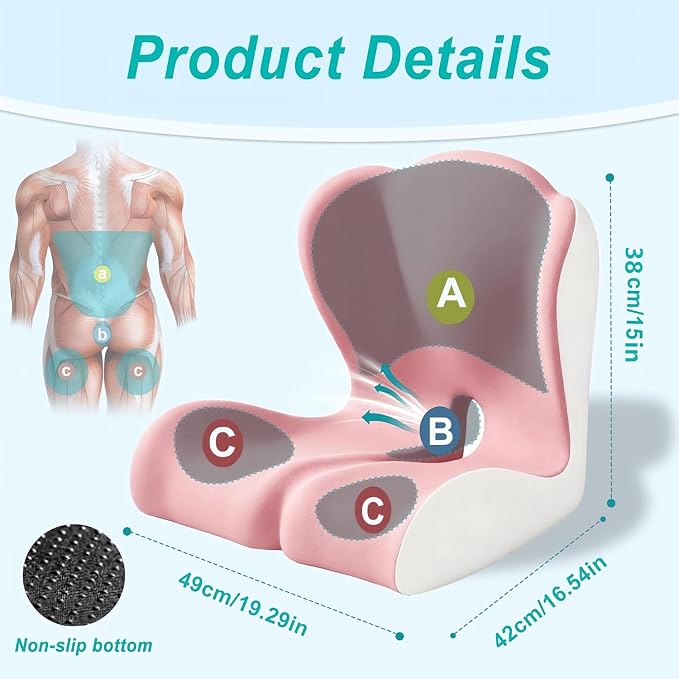 X Large Seat Cushion Office Chair and Car with Lumbar Support Pillow | Ergonomic Seat Cushion for Sciatica & Tailbone Pain Relief, Ideal for Car Driving Truck Office Chairs Wheelchairs Home Use - Image 2