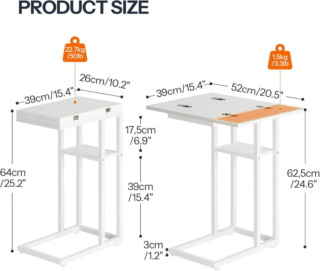 HOOBRO Foldable C Shaped End Table, C Shaped Side Table with Storage Shelf - Image 3