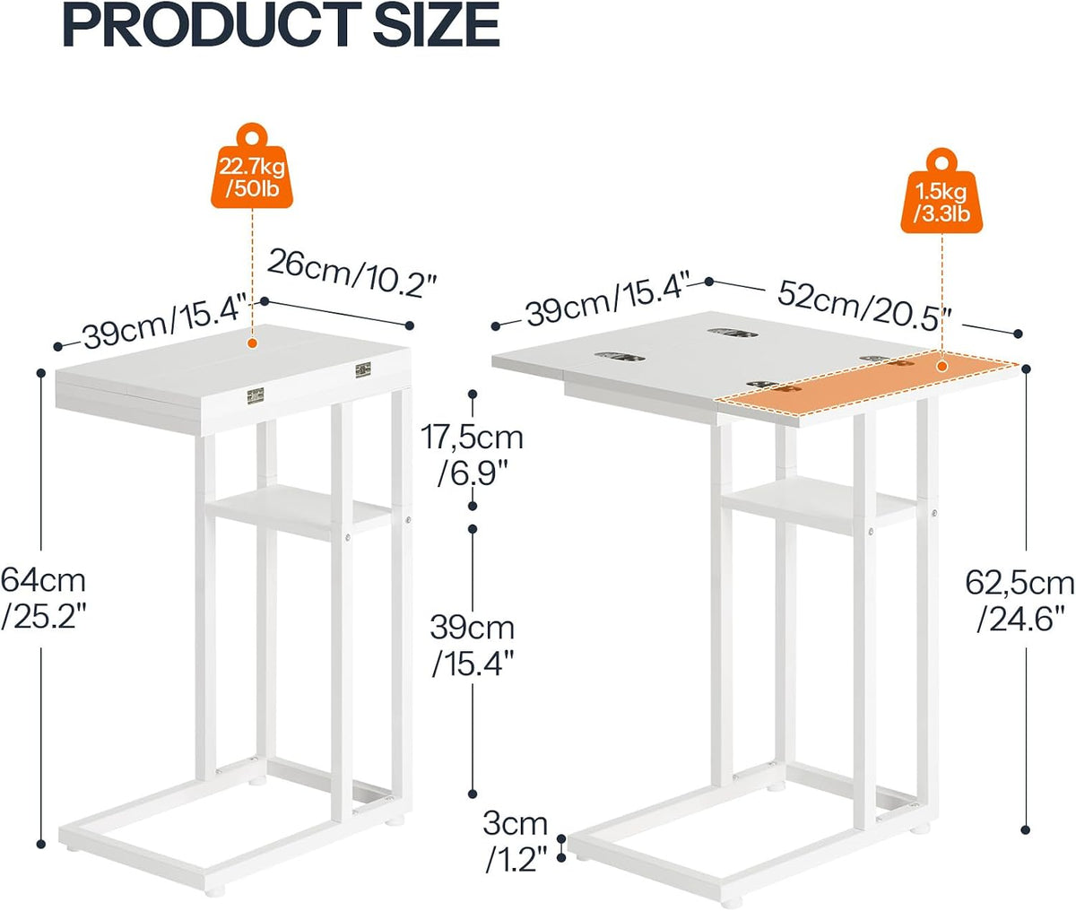 HOOBRO Foldable C Shaped End Table, C Shaped Side Table with Storage Shelf - Image 3
