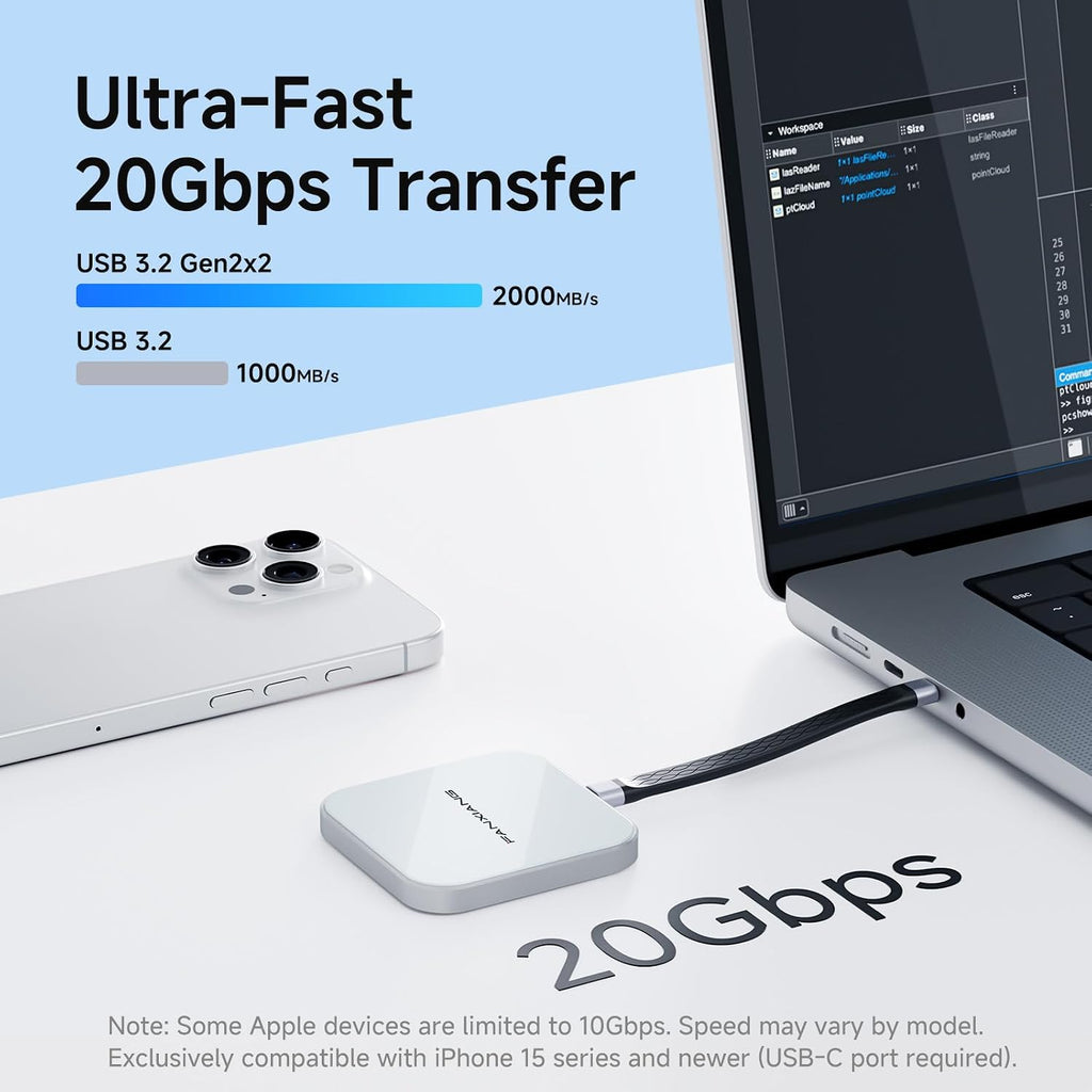 1TB Magnetic External SSD,2000MB/s Type-C USB 3.2 Gen 2x2 Portable SSD,Ultra-Slim External Hard Drive,4K ProRes Recording & Store,External Solid State Drive for iPhone15/16/17/Android/PC/Mac -PS2005 - Image 3