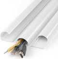 ZhiYo 42.5in Cord Hider for 2-4 Wall-Mounted TV Wires, 1.4"W x 0.7"H, White | Split-Hinge Design for Easy Installation, Half-Round Glazed Finish Ideal for Wall/Baseboard, Self-Adhesive, 3Pack(14.2" Each) by ZhiYo