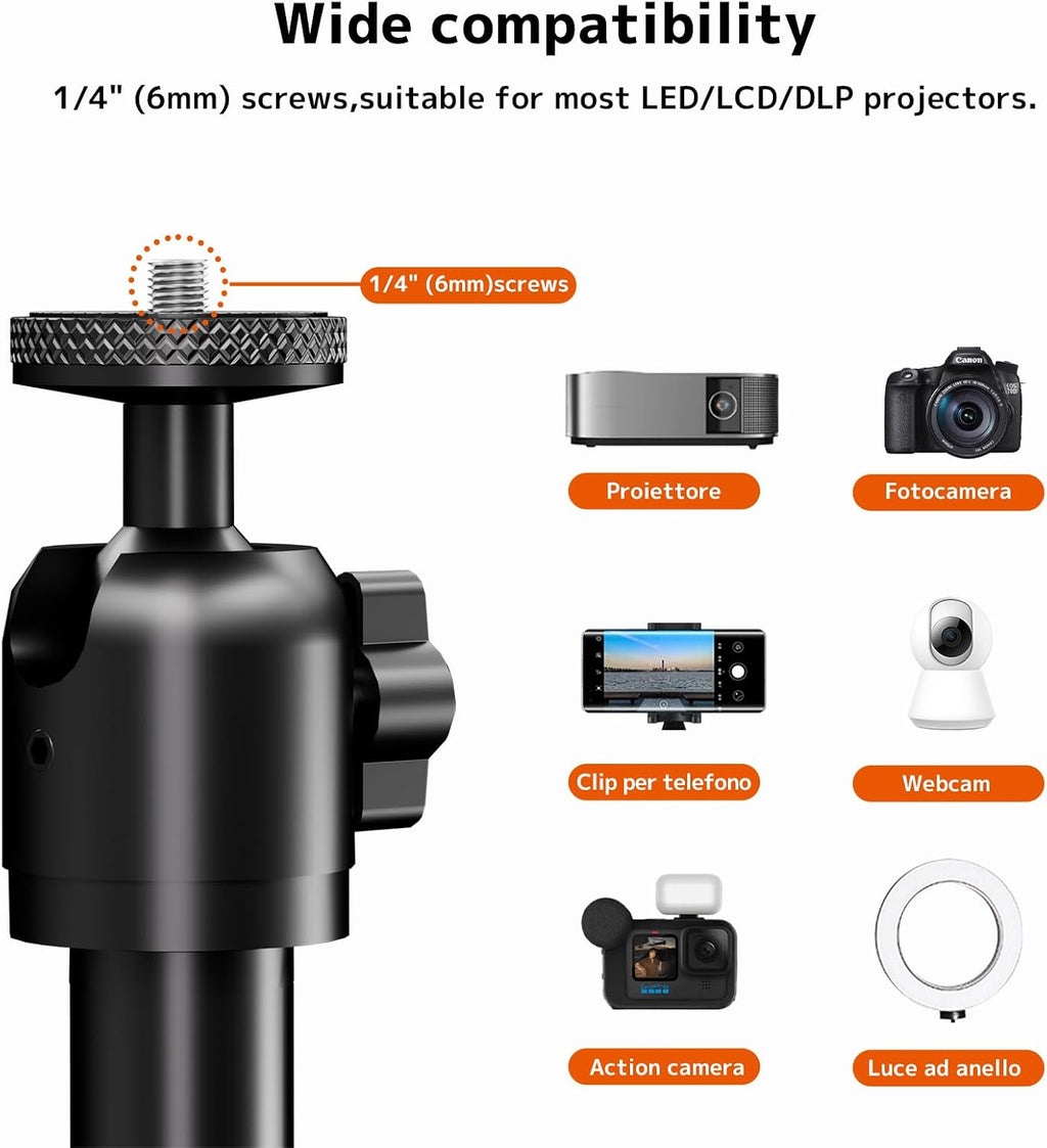 PUTORSEN Universal Projector Stand – Height Adjustable & 360° Rotatable Mount with 1/4" Screw, Compatible with Projectors, Cameras, Webcams for Home, Office, and Outdoor Use - Image 2