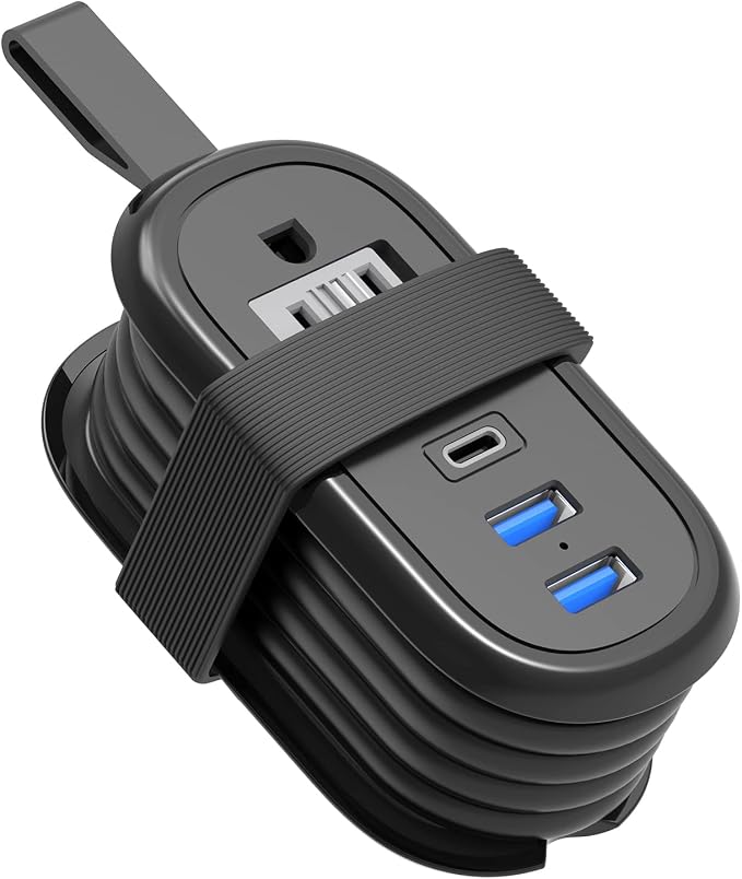 BEVA Travel Power Strip, 2 Outlets 3 USB Ports 4FT Extension Cord, Black | 3.4A Fast Charging Travel Extension Cord with USB-C Ports for Cruise Ships, Dorm, Hotel, Travel Essentials by BEVA