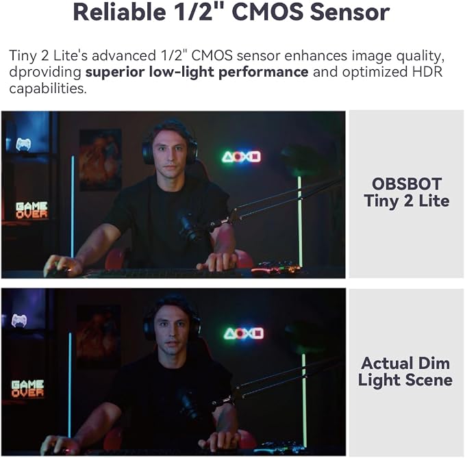 OBSBOT Tiny 2 Lite AI-Powered 4K UHD PTZ Webcam,1/2" CMOS 4X Digital Zoom, AI Auto Tracking, Auto Zoom, Gesture Control 2.0, Beauty Mode,Preset Modes,LiveStream for Game/Meeting/Online Educate | 48MP HDR 4K@30fps 1080p@60fps Dual-Mic NR Gesture Control... - Image 8