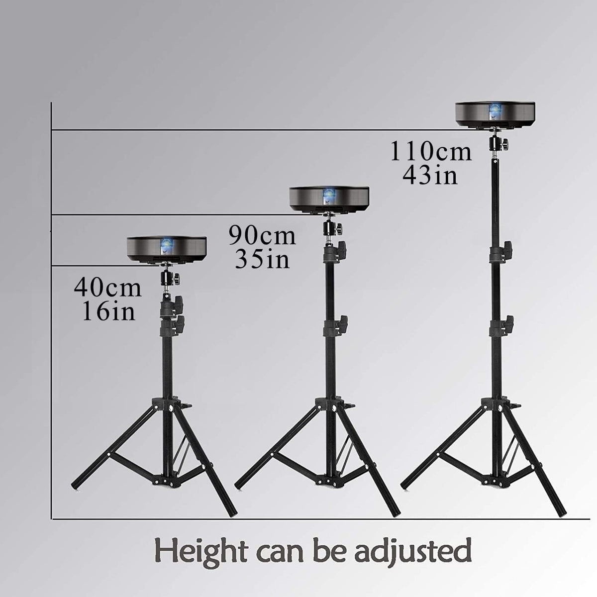 Projector Floor Stand, Portable Tripod Mount - Folding Stand for Projector, Camera, Webcam (18" to 40") - Supports Up to 3lbs (1.5kgs) - Image 2