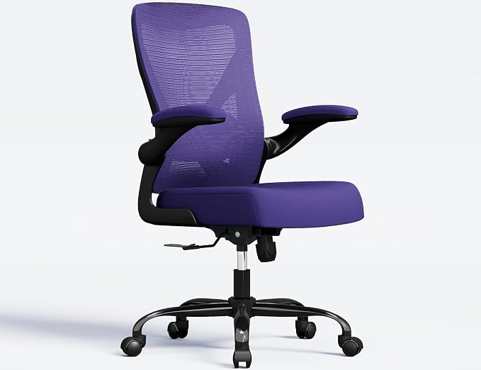 Office Chair: Mesh Ergonomic Desk Chair with 3D Lumbar & Swivel | 330LBS Computer Chair-Executive Task Work Chairs with Flip-up Arms Home Office Desk Chairs Gaming Chair for Long Hour(Purple) - Image 8