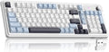 MageGee GK960 Wireless Keyboard, 98 Keys Tri-Mode BT/2.4G/Wired Membrane Gaming Keyboard, RGB Creamy Keyboard with Number Pad, Knob Control, 4000mAh Battery - Blue & White by MageGee