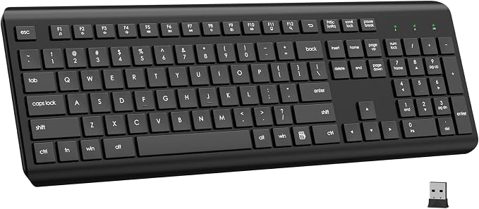 EDJO Wireless Keyboard, 2.4G Full-Sized Cordless USB Silent Computer Keyboard, Ergonomic Tilt Angle, Sleep Mode, Long Battery Life, for Windows, Mac OS Laptop/PC/Desktop/Notebook by EDJO