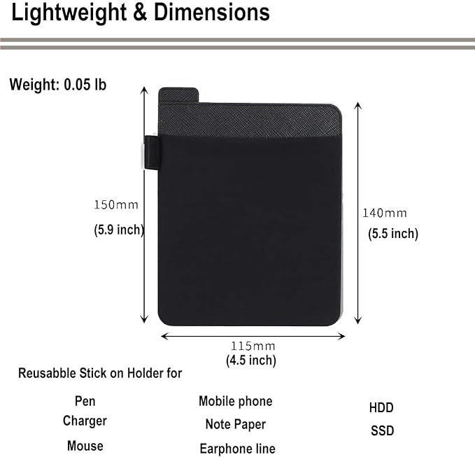 Portable External Hard Drive Carrying Case Sleeve Storage for Laptop, Reusable Adhesive Stick On Holder for Computer Accessories Wireless Mouse/Earphones/USB Cable,Travel Pocket Pouch - Image 3