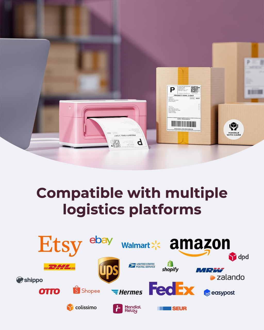 MUNBYN Bluetooth Thermal Label Printer 941BP, 300DPI Wireless 4x6 Shipping - Image 6