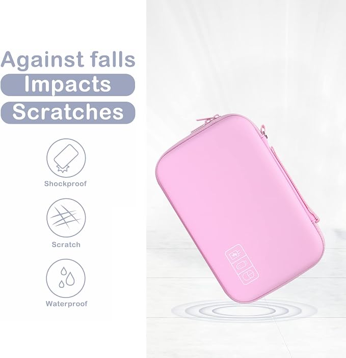 MOSISO Electronic Organizer Travel Case Compatible with MacBook Power Adapter, Compatible with Magic Mouse & Pencil, SD Card, USB Flash Disk with 4 Modular Insert & 2 Cable Tie & Snap Hook, Pink - Image 5