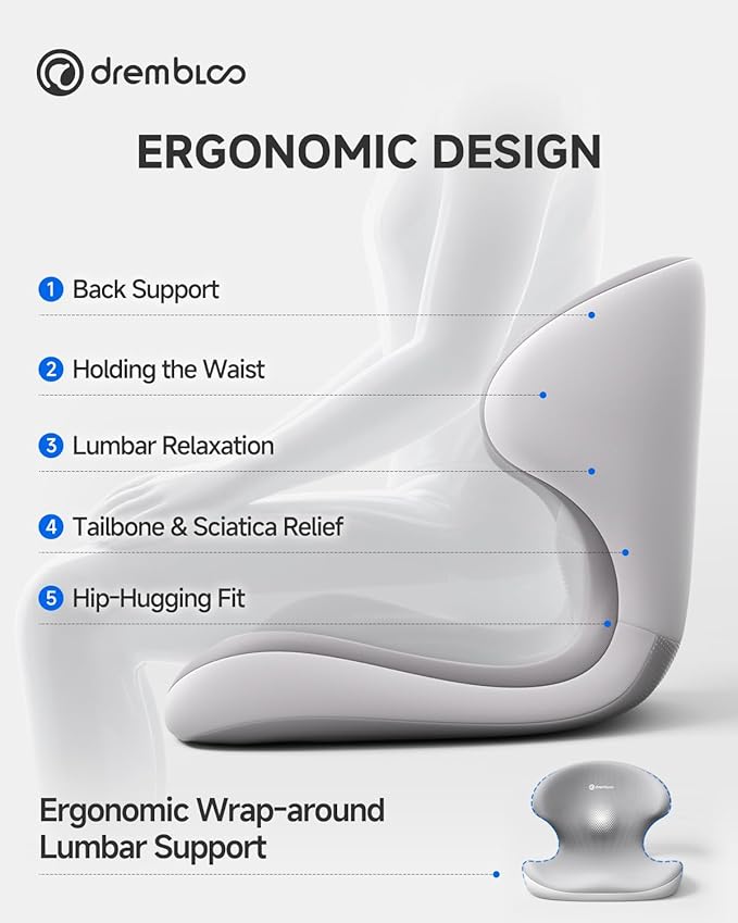 Ergonomic Seat Cushion, Premium Memory Foam Office Chair Seat Cushions with L-Shaped Design - Image 2