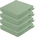 Outdoor Chair Cushions Set of 4, 19 x 19 x 3 Inch Seat Pads | Waterproof Patio Chair Cushions with Tie, Fade Resistant Cushions for Outdoor Furniture Garden Lawn, Sage Green by COMCAVER