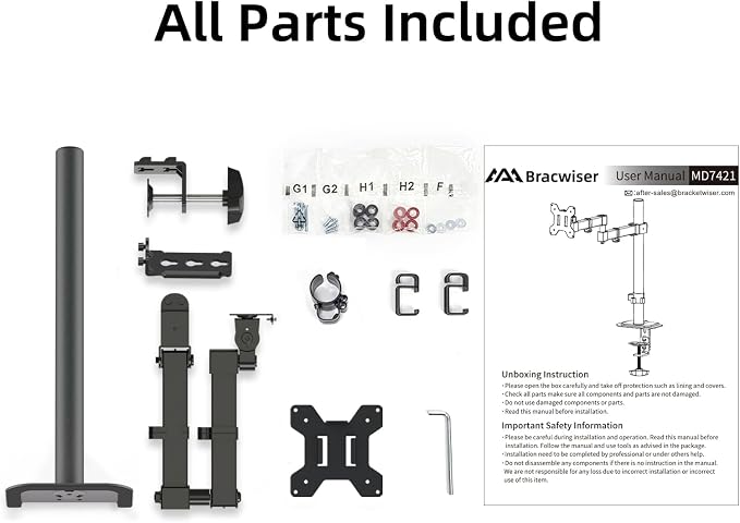 Monitor Mount Single Fully Adjustable Arm Fits One Screen 13-32 inch 22lbs for Monitor Computer Screen 13 15 17 19 20 22 23 24 26 27 30 32 inch VESA 75 100 (MD7421) - Image 9