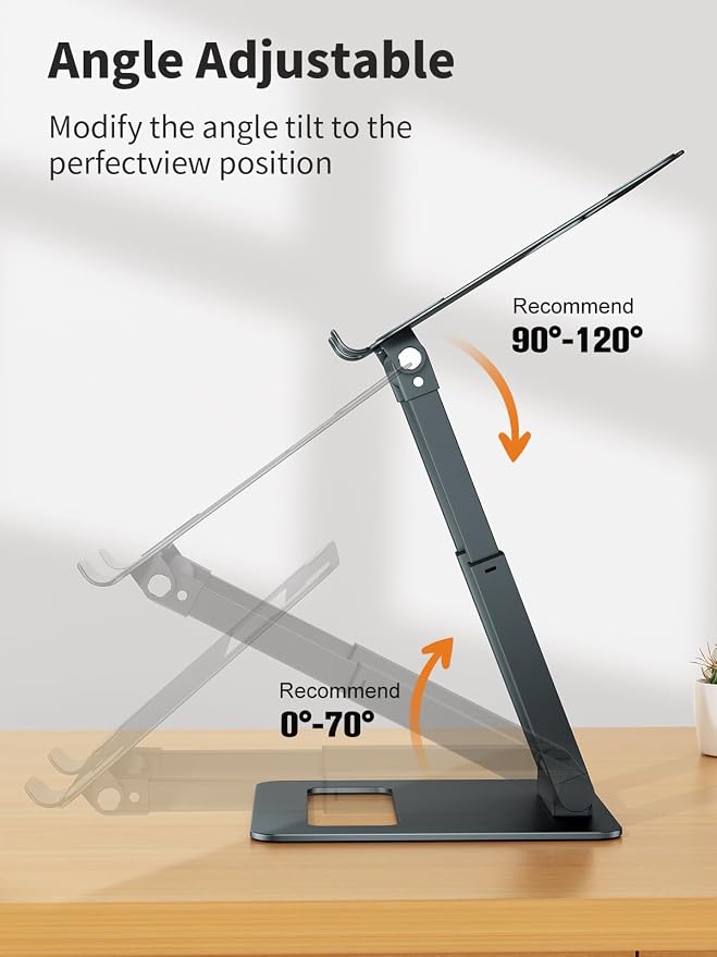tounee Laptop Stand for Desk Adjustable Height, Telescopic Computer Stand with Pull Out Design Ergonomic Laptop Riser Fits All Laptops 10-17"-Gray - Image 4